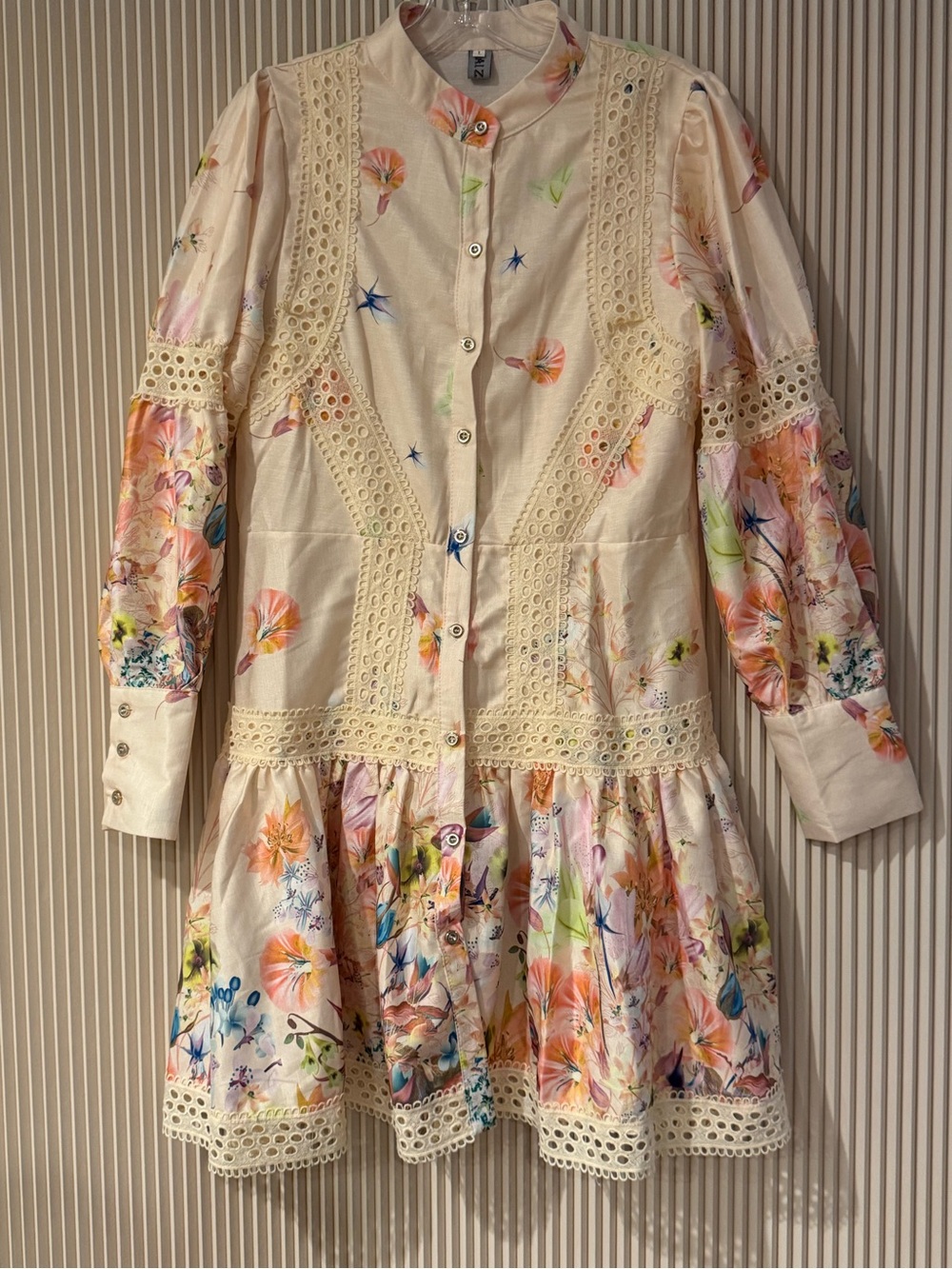 Floral Lace-Trim Cream Girls' Dress